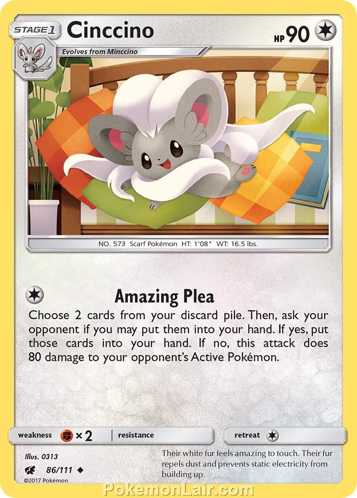 2017 Pokemon Trading Card Game Crimson Invasion Price List – 86 Cinccino