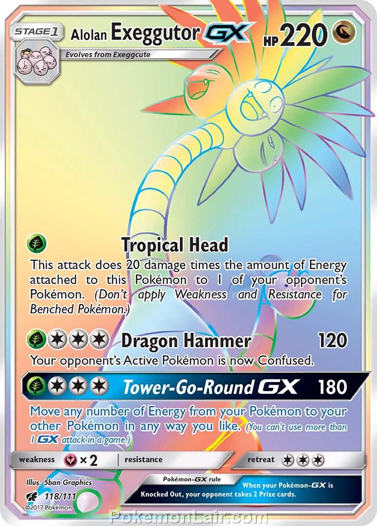 2017 Pokemon Trading Card Game Crimson Invasion Set – 118 Alolan Exeggutor GX