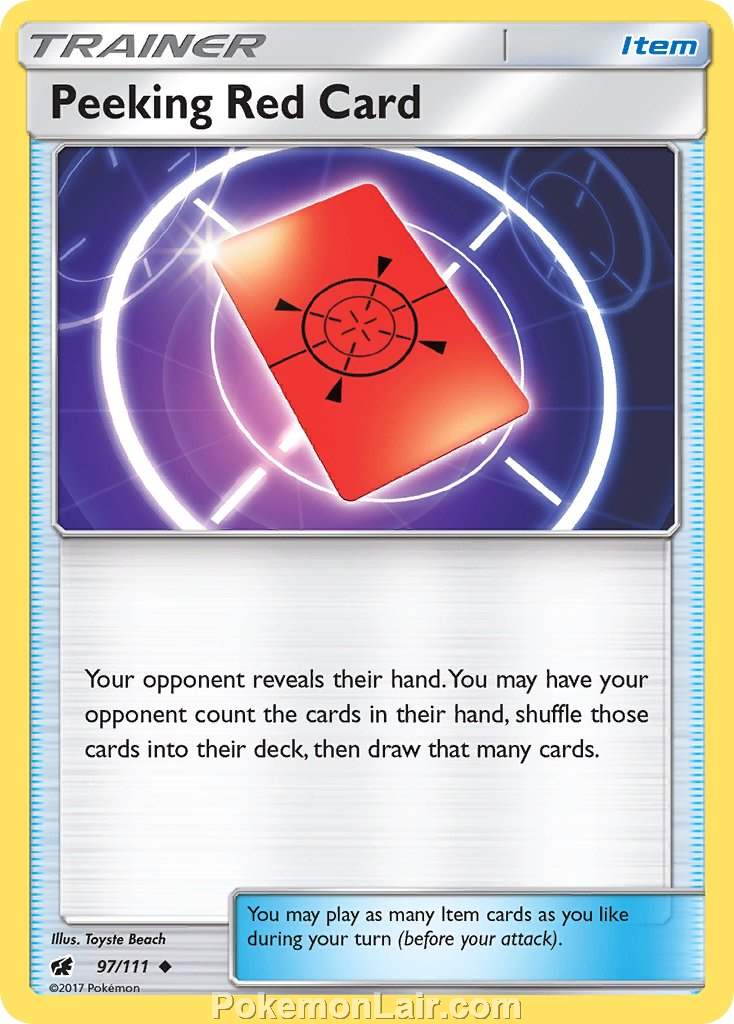 2017 Pokemon Trading Card Game Crimson Invasion Set – 97 Peeking Red Card