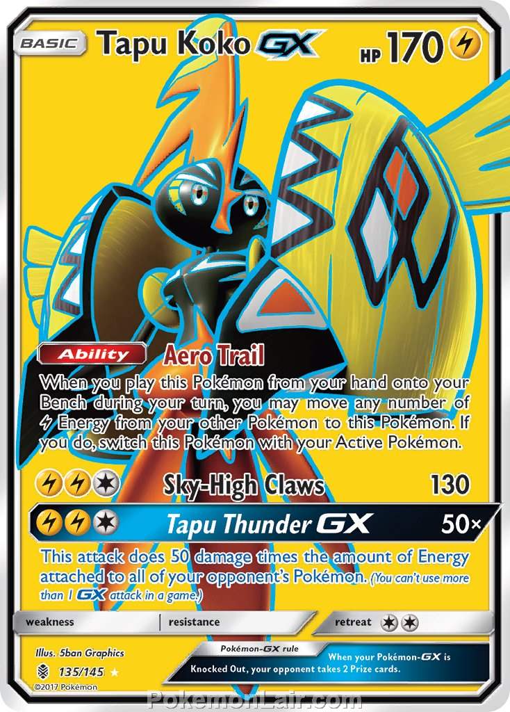 2017 Pokemon Trading Card Game Guardians Rising Price List – 135 Tapu Koko GX