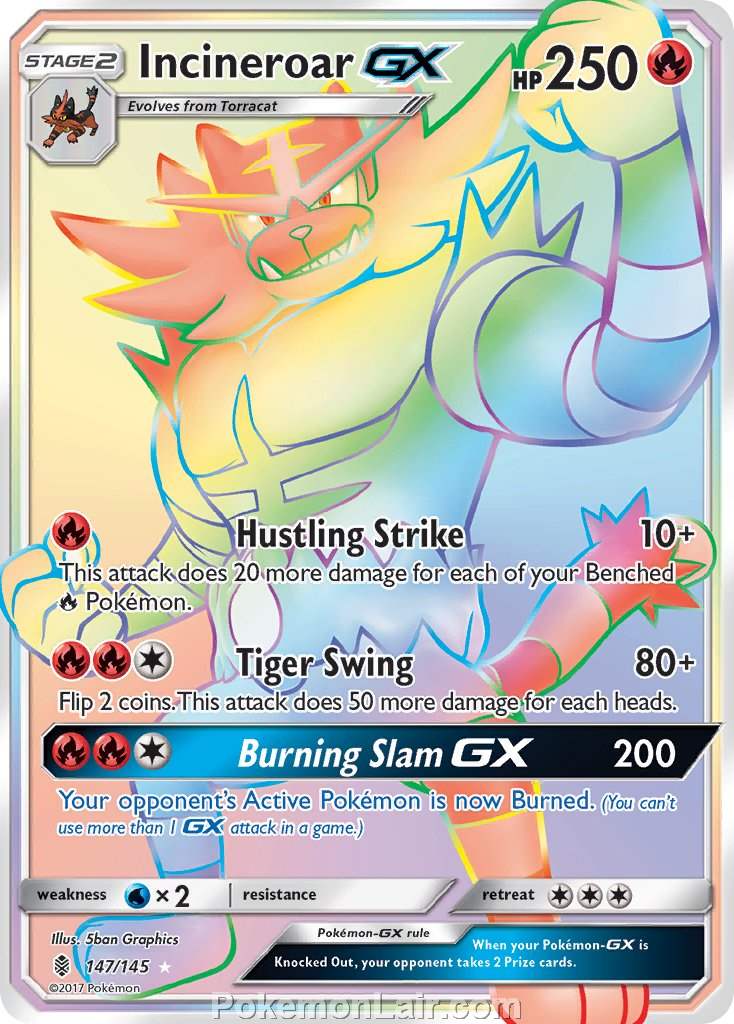 2017 Pokemon Trading Card Game Guardians Rising Price List – 147 incineroar GX