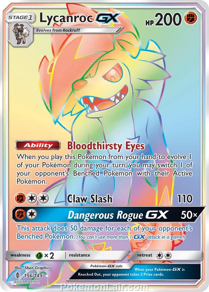 2017 Pokemon Trading Card Game Guardians Rising Price List – 156 Lycanroc GX