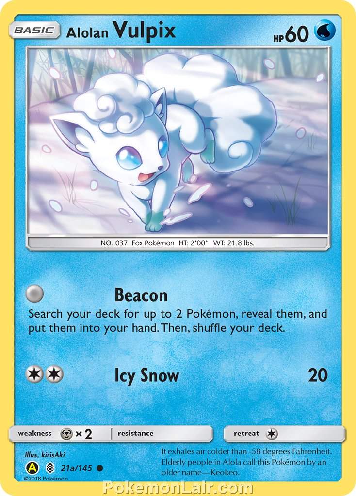 2017 Pokemon Trading Card Game Guardians Rising Price List – 21a Alolan Vulpix