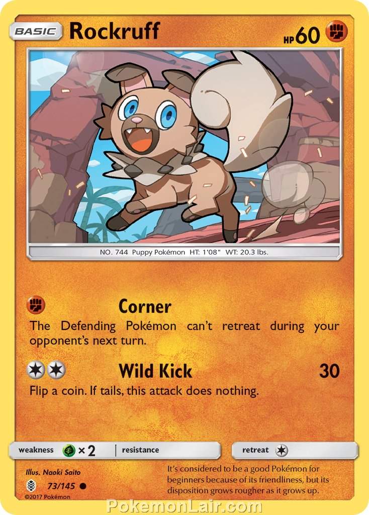 2017 Pokemon Trading Card Game Guardians Rising Price List – 73 Rockruff