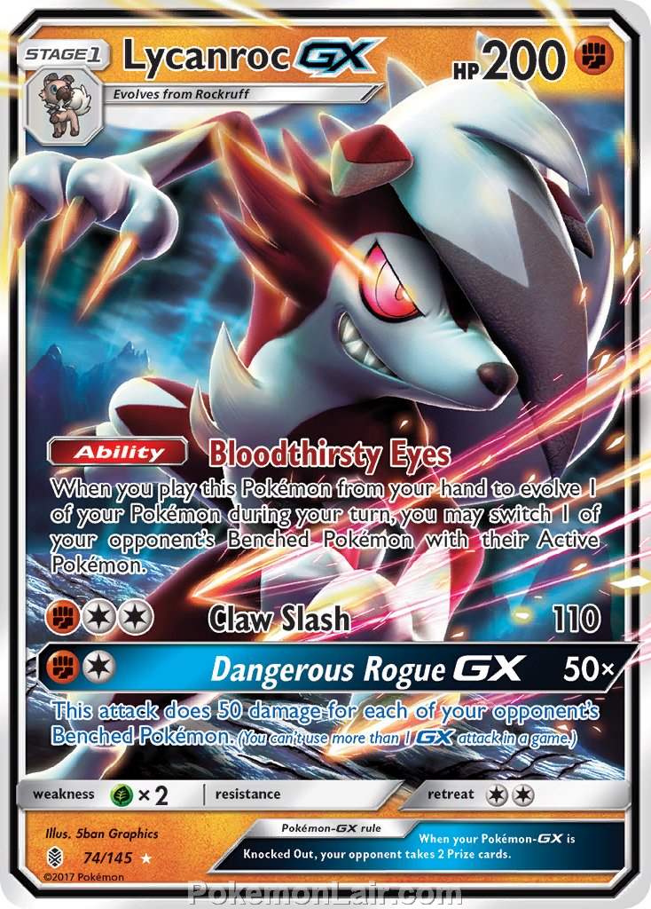 2017 Pokemon Trading Card Game Guardians Rising Price List – 74 Lycanroc GX