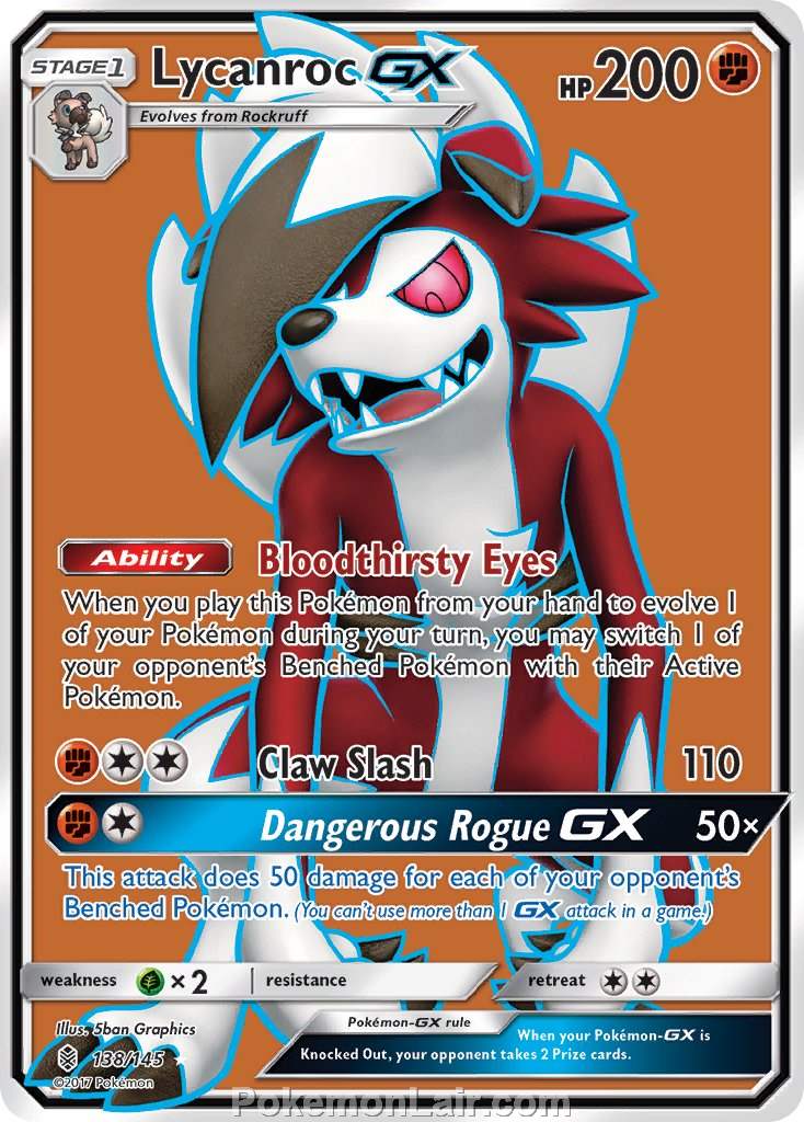 2017 Pokemon Trading Card Game Guardians Rising Set – 138 Lycanroc GX