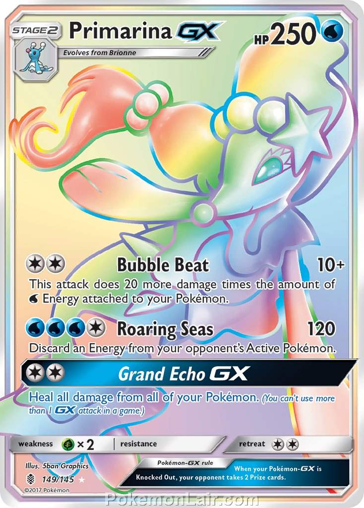 2017 Pokemon Trading Card Game Guardians Rising Set – 149 Primarina GX