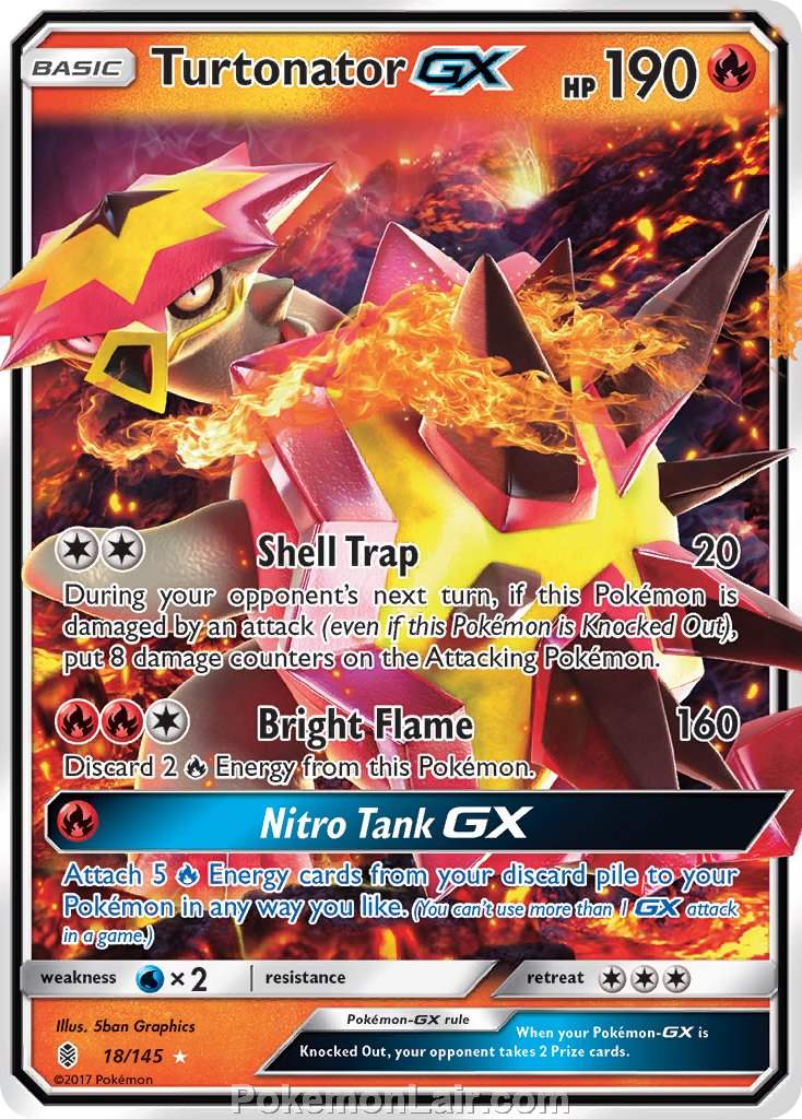 2017 Pokemon Trading Card Game Guardians Rising Set – 18 Turtonator GX