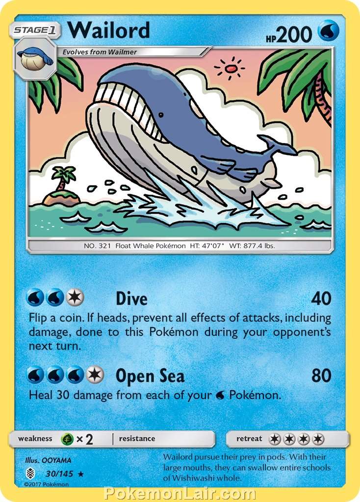 2017 Pokemon Trading Card Game Guardians Rising Set – 30 Wailord