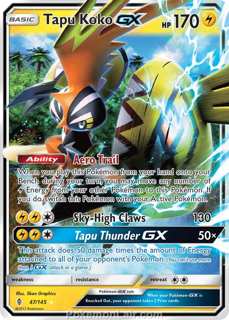 2017 Pokemon Trading Card Game Guardians Rising Set – 47 Tapu Koko GX