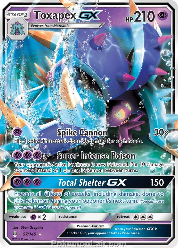 2017 Pokemon Trading Card Game Guardians Rising Set – 57 Toxapex GX