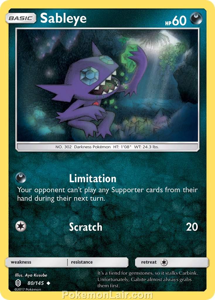 2017 Pokemon Trading Card Game Guardians Rising Set – 80 Sableye