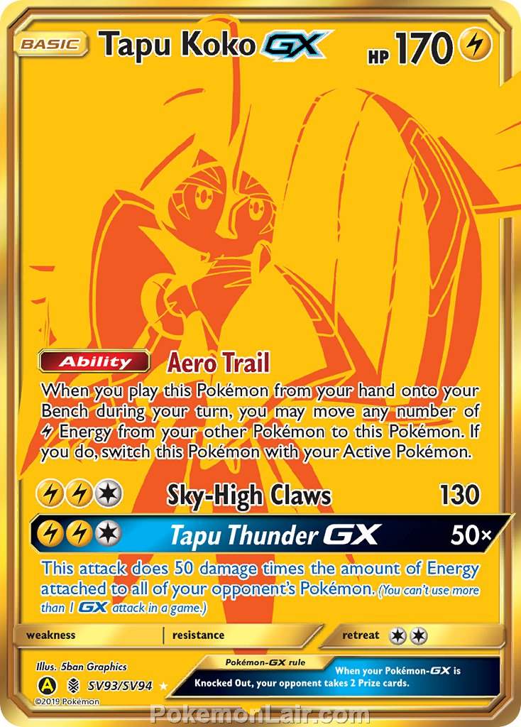 2017 Pokemon Trading Card Game Guardians Rising Set – SV93 Tapu Koko GX