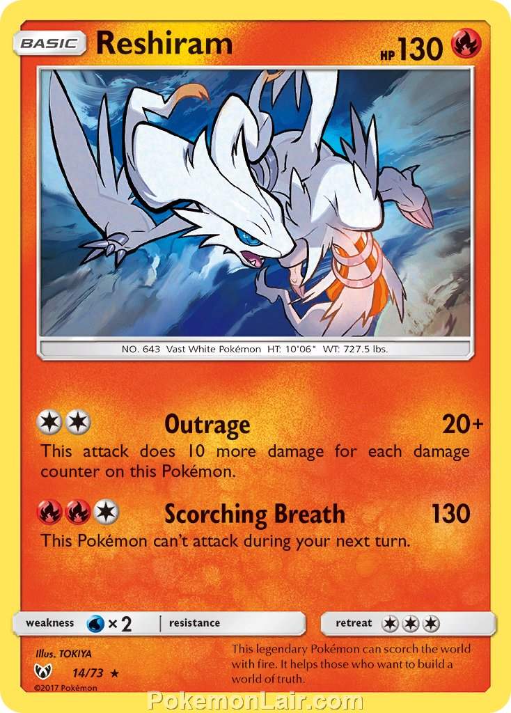 2017 Pokemon Trading Card Game Shining Legends Price List – 14 Reshiram