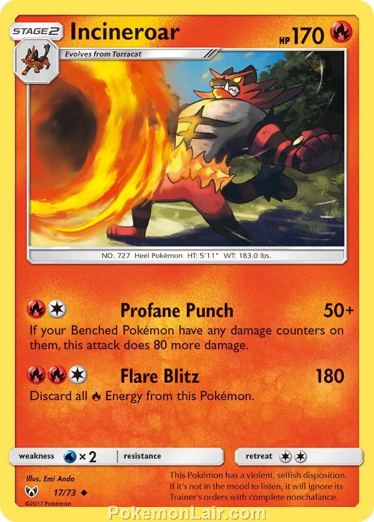 2017 Pokemon Trading Card Game Shining Legends Price List – 17 Incineroar