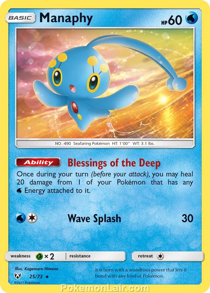 2017 Pokemon Trading Card Game Shining Legends Price List – 25 Manaphy