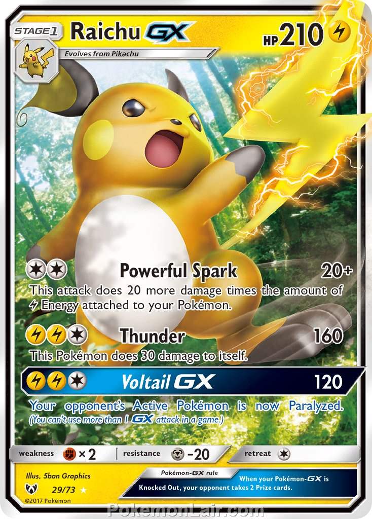 2017 Pokemon Trading Card Game Shining Legends Price List – 29 Raichu GX