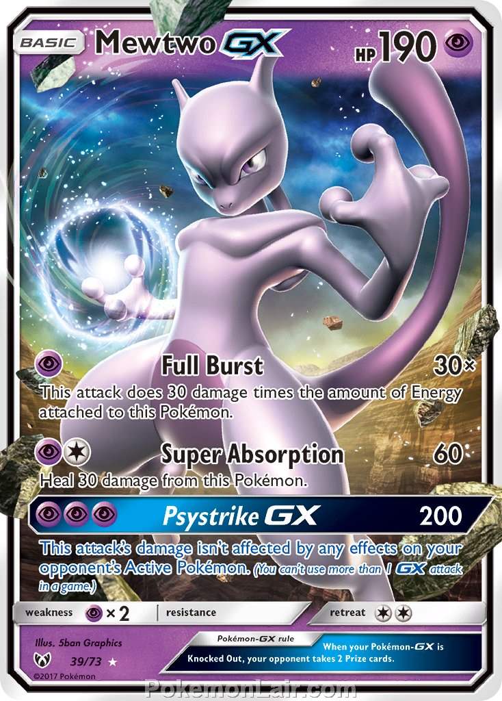 2017 Pokemon Trading Card Game Shining Legends Price List – 39 Mewtwo GX