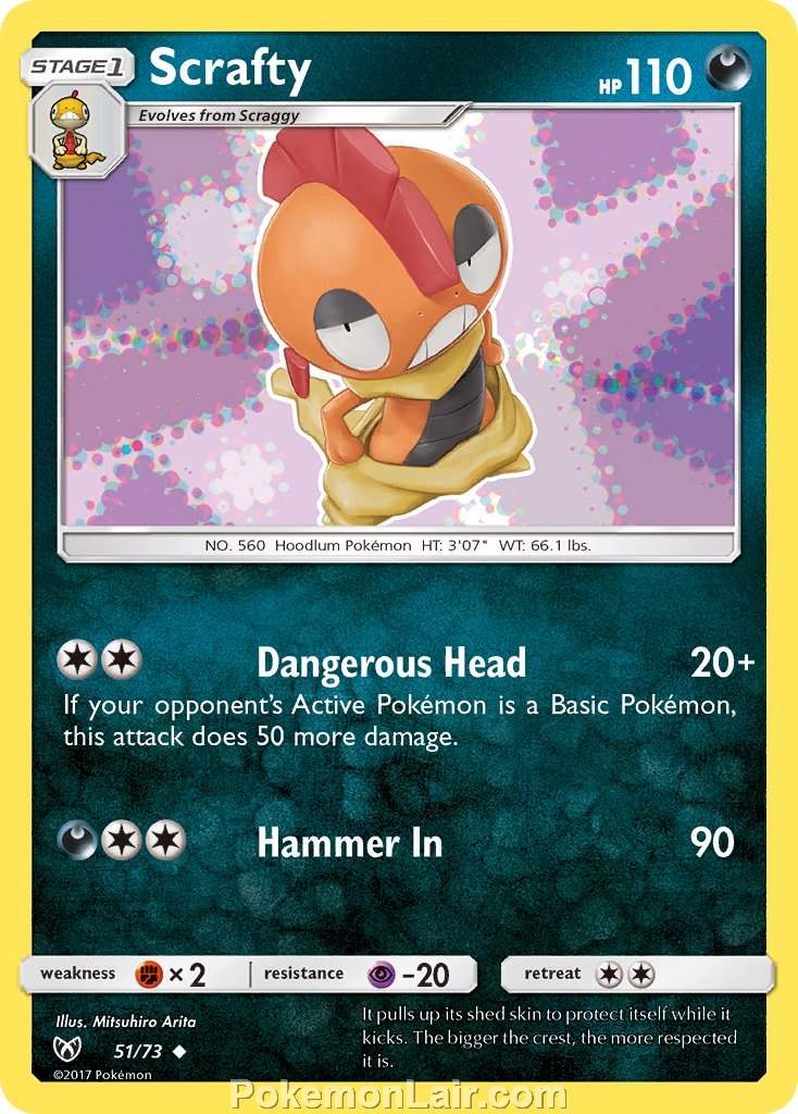 2017 Pokemon Trading Card Game Shining Legends Price List – 51 Scrafty