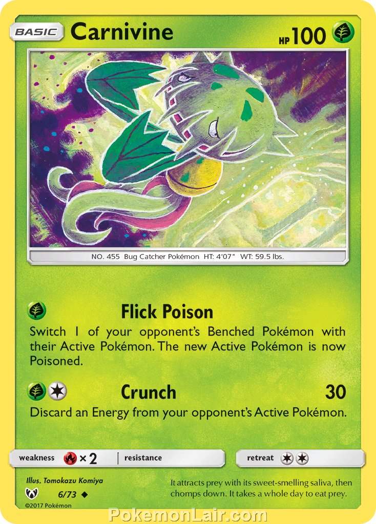 2017 Pokemon Trading Card Game Shining Legends Price List – 6 Carnivine