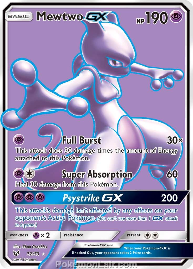 2017 Pokemon Trading Card Game Shining Legends Price List – 72 Mewtwo GX