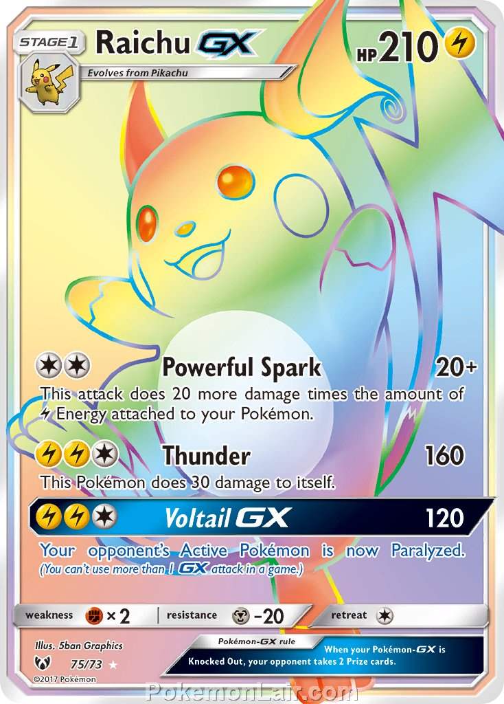 2017 Pokemon Trading Card Game Shining Legends Price List – 75 Raichu GX