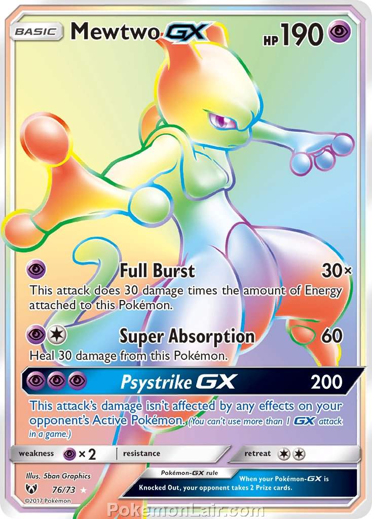 2017 Pokemon Trading Card Game Shining Legends Price List – 76 Mewtwo GX