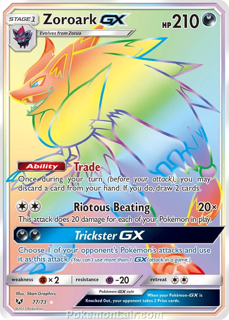 2017 Pokemon Trading Card Game Shining Legends Price List – 77 Zoroark GX