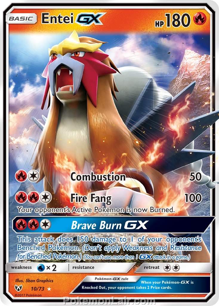 2017 Pokemon Trading Card Game Shining Legends Set – 10 Entei GX