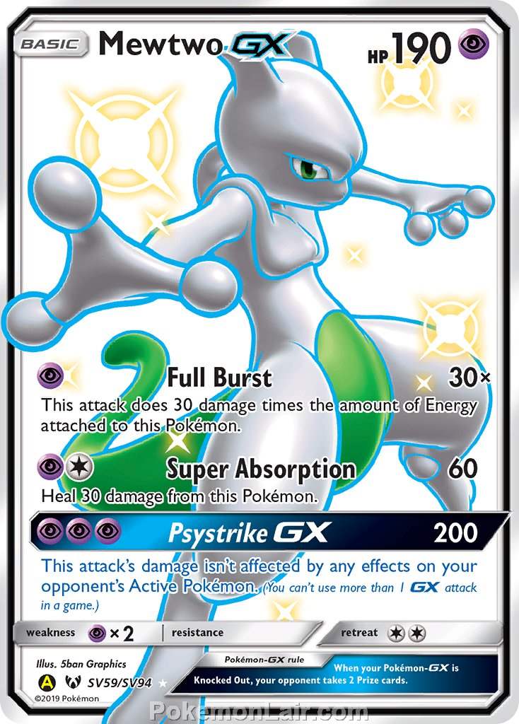 2017 Pokemon Trading Card Game Shining Legends Set – SV59 Mewtwo GX