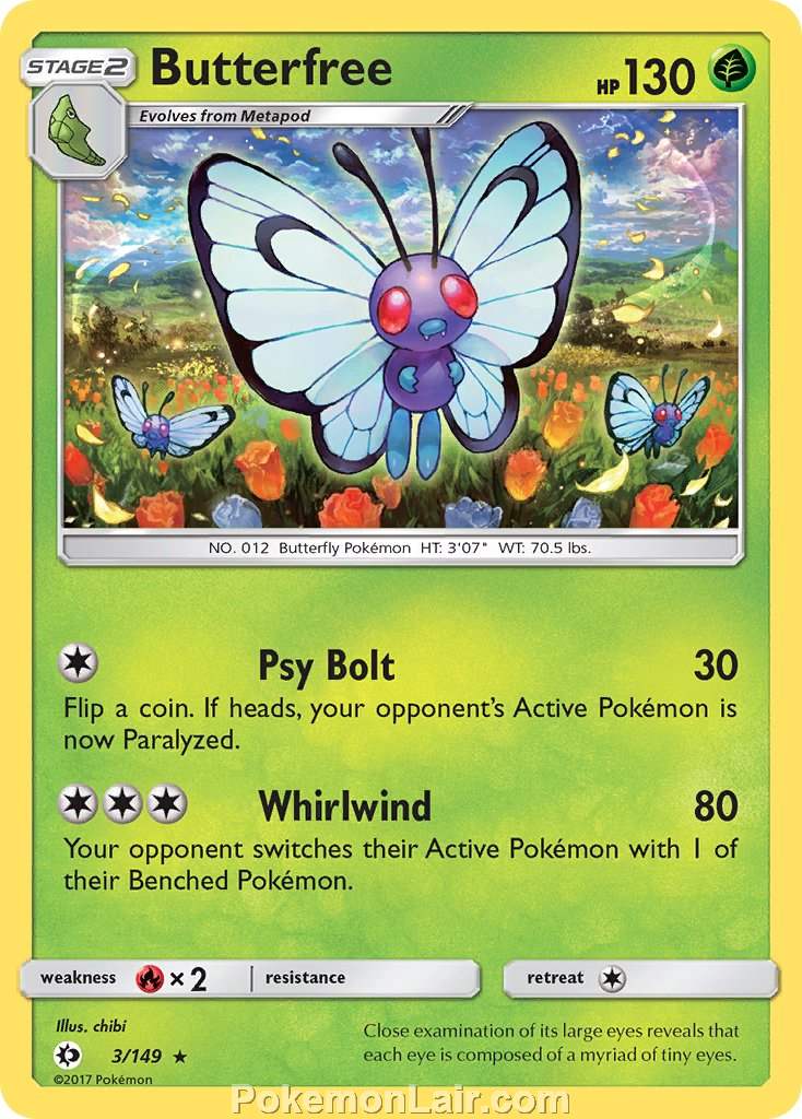 2017 Pokemon Trading Card Game Sun Moon Price List – 03 Butterfree