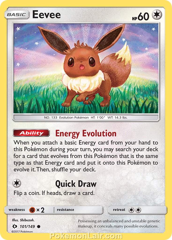 2017 Pokemon Trading Card Game Sun Moon Price List – 101 Eevee