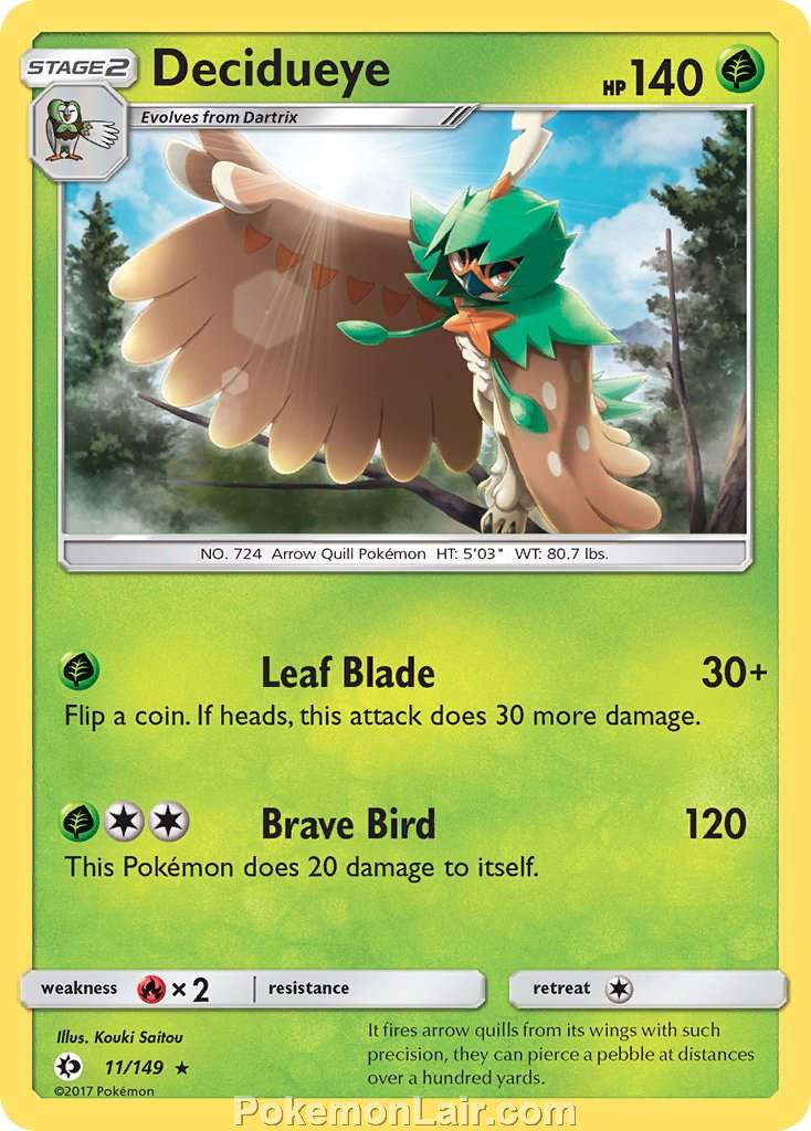 2017 Pokemon Trading Card Game Sun Moon Price List – 11 Decidueye