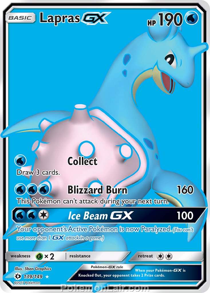 2017 Pokemon Trading Card Game Sun Moon Price List – 139 Lapras GX