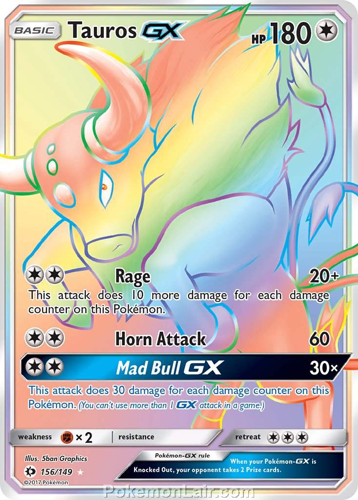 2017 Pokemon Trading Card Game Sun Moon Price List – 156 Tauros GX