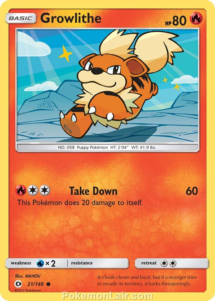 2017 Pokemon Trading Card Game Sun Moon Price List – 21 Growlithe