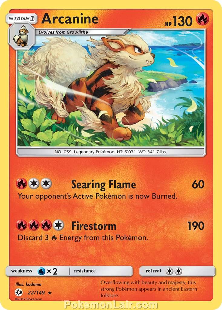 2017 Pokemon Trading Card Game Sun Moon Price List – 22 Arcanine