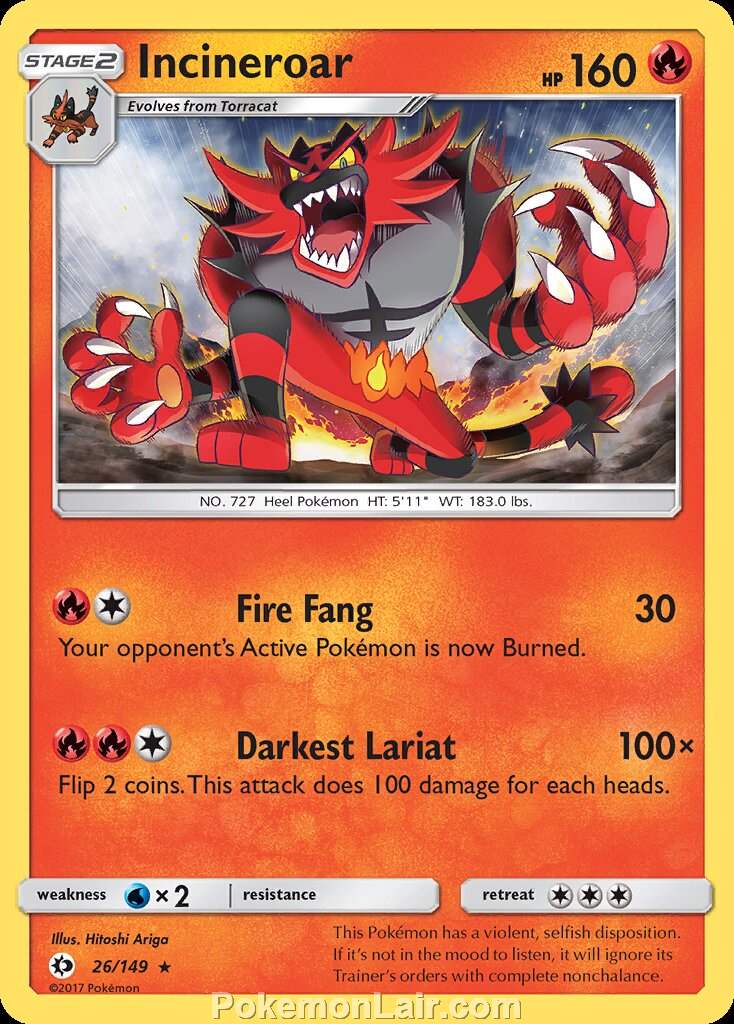 2017 Pokemon Trading Card Game Sun Moon Price List – 26 Incineroar