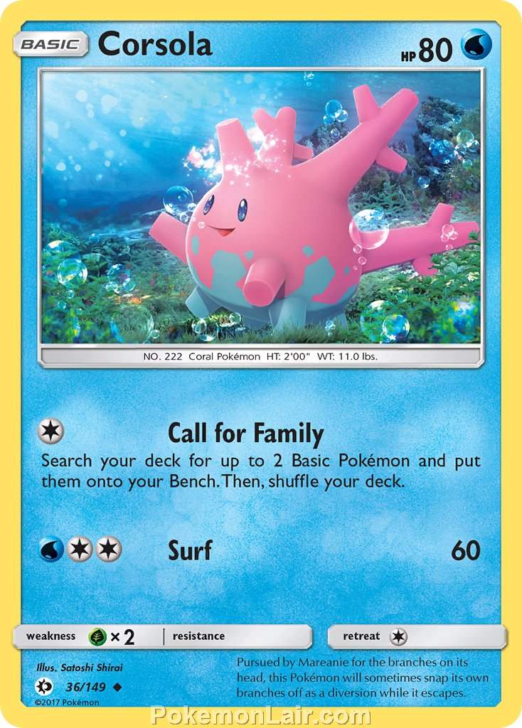 2017 Pokemon Trading Card Game Sun Moon Price List – 36 Corsola