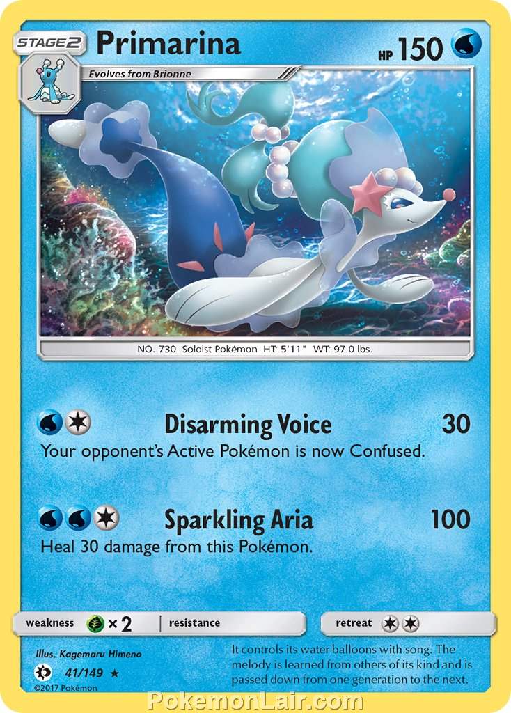 2017 Pokemon Trading Card Game Sun Moon Price List – 41 Primarina