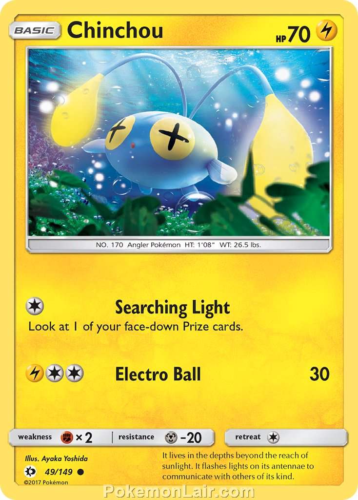 2017 Pokemon Trading Card Game Sun Moon Price List – 49 Chinchou