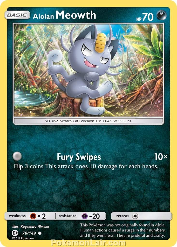 2017 Pokemon Trading Card Game Sun Moon Price List – 78 Alolan Meowth