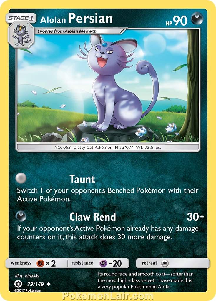 2017 Pokemon Trading Card Game Sun Moon Price List – 79 Alolan Persian