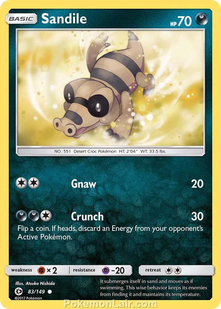 2017 Pokemon Trading Card Game Sun Moon Price List – 83 Sandile