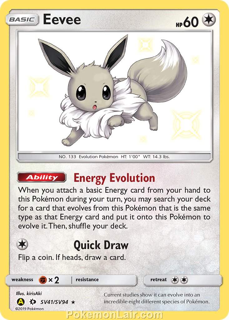 2017 Pokemon Trading Card Game Sun Moon Price List – SV41 Eevee