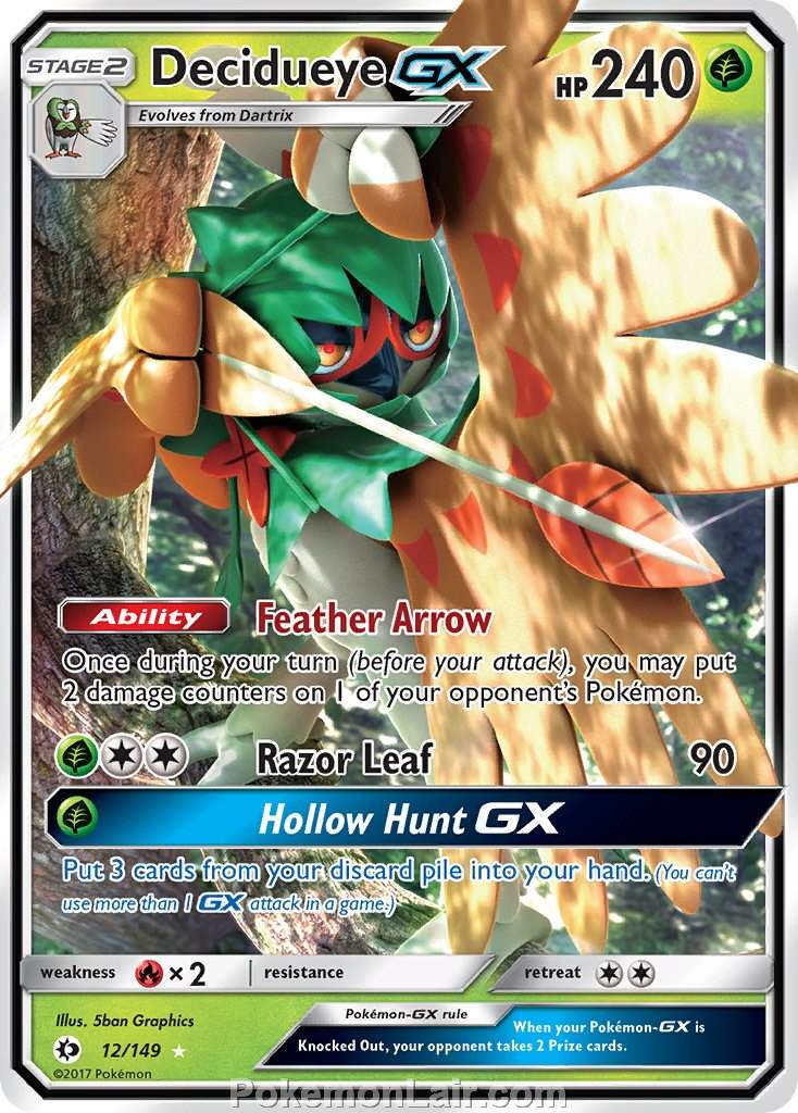 2017 Pokemon Trading Card Game Sun Moon Set – 12 Decidueye GX