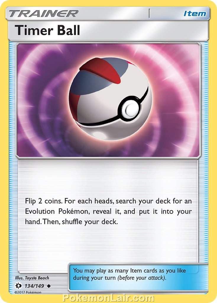 2017 Pokemon Trading Card Game Sun Moon Set – 134 Timer Ball