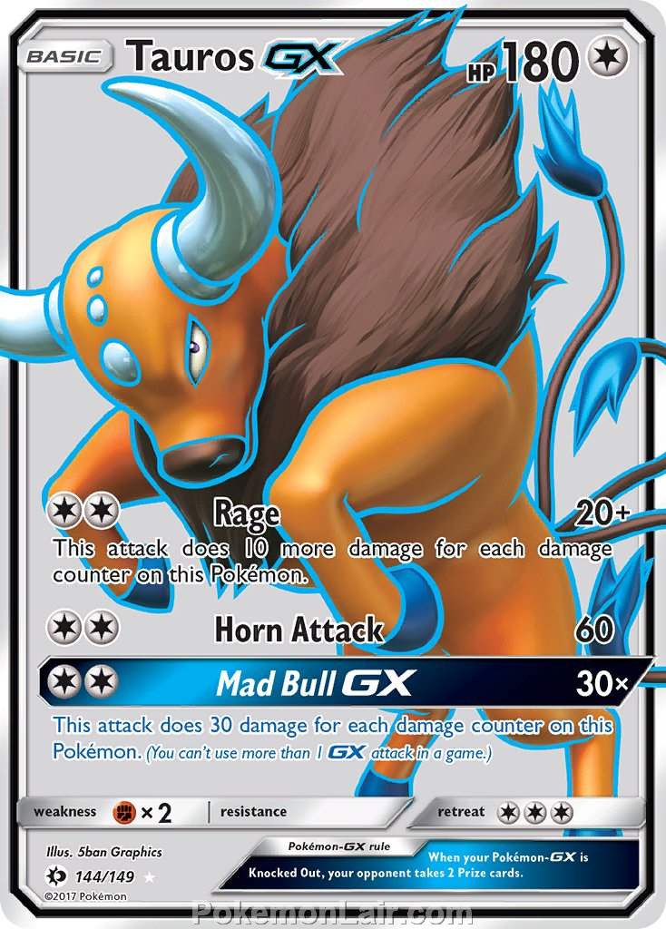 2017 Pokemon Trading Card Game Sun Moon Set – 144 Tauros GX