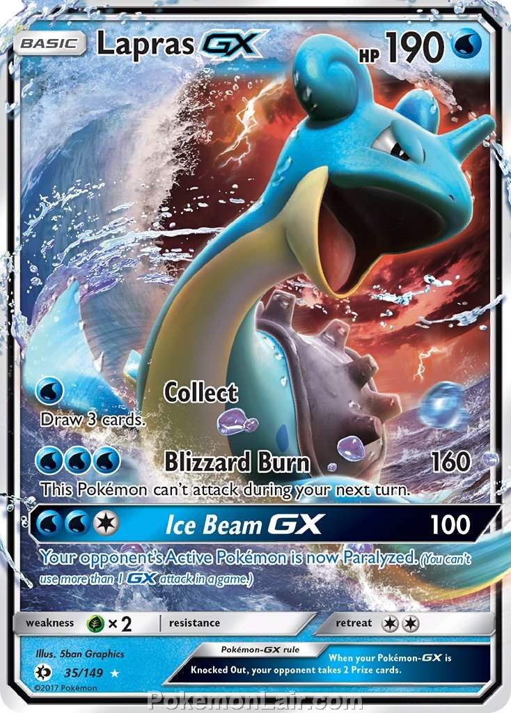 2017 Pokemon Trading Card Game Sun Moon Set – 35 Lapras GX