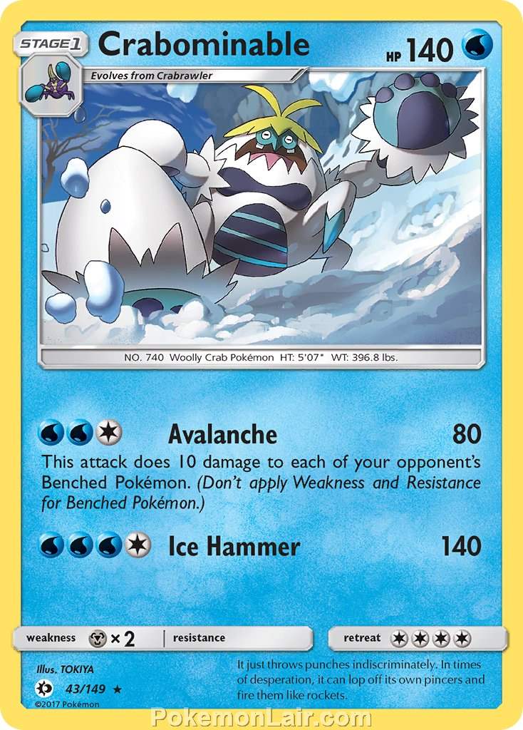 2017 Pokemon Trading Card Game Sun Moon Set – 43 Crabominable